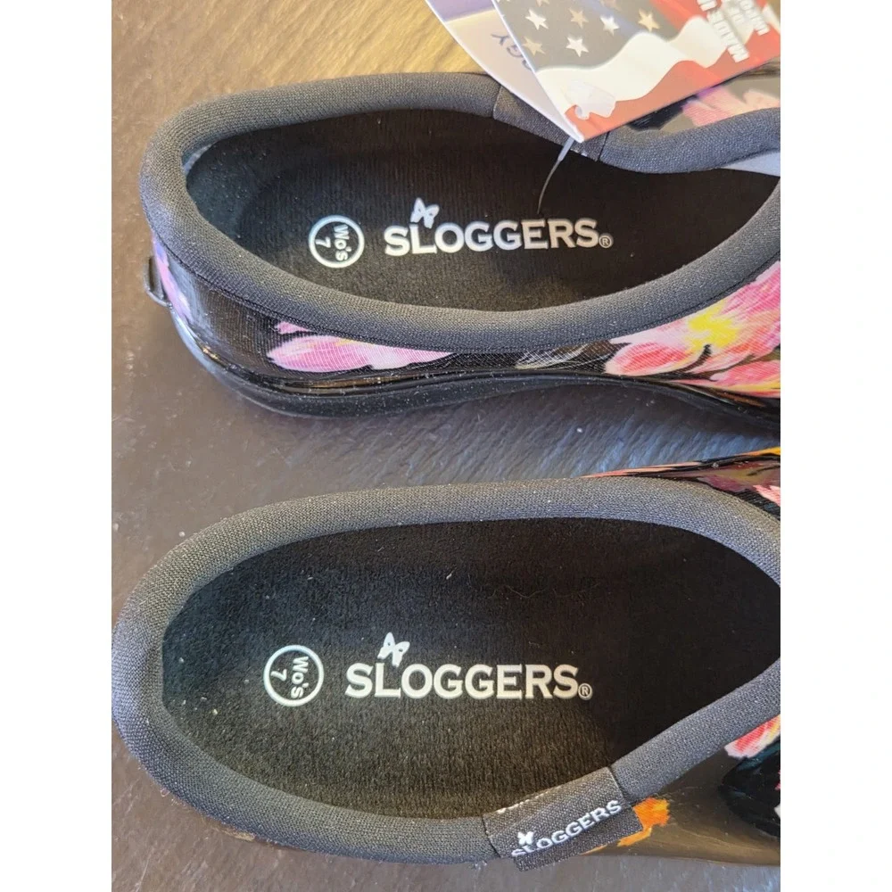 NEW! Sloggers Wms Waterproof Bold Floral Garden Shoes Multi Pansy Sz 7 Made USA